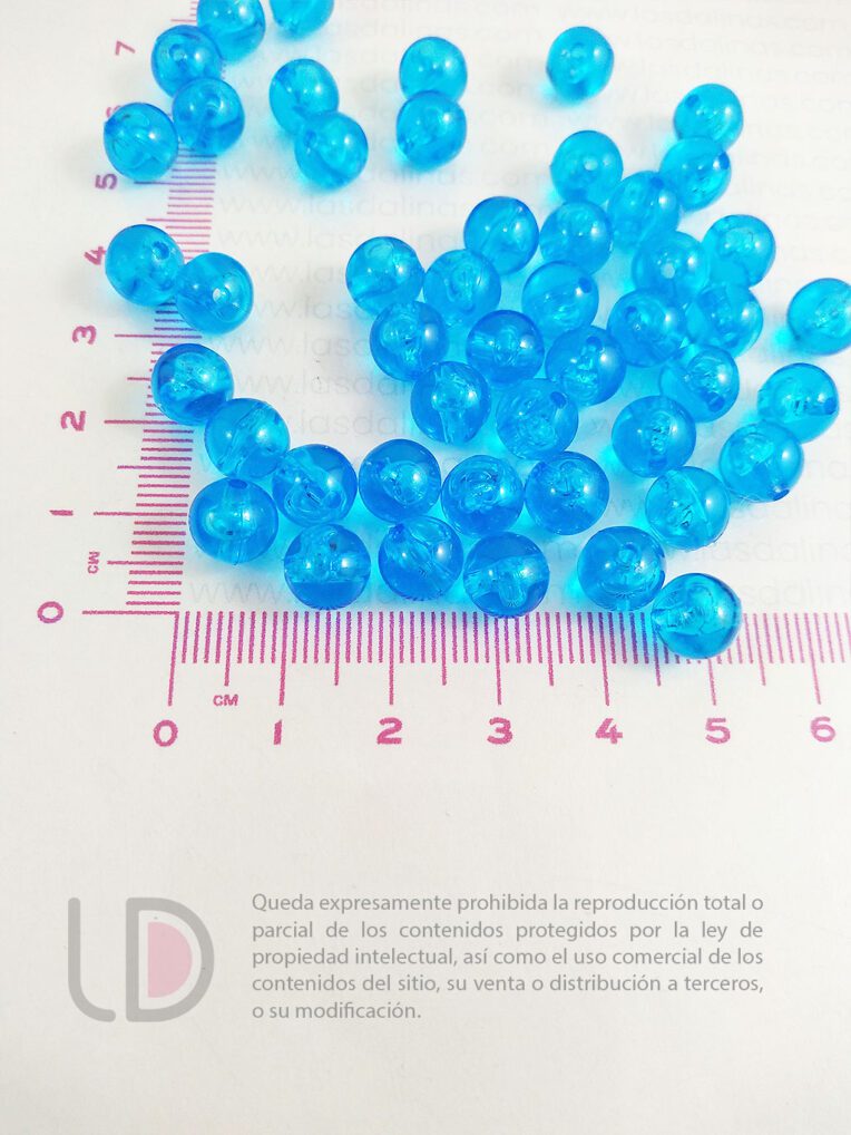 Bolitas Plásticas Traslúcidas Azules 8mm X 25 Gramos Las Dalinas Insumos 