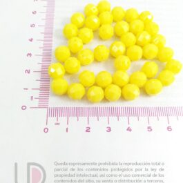 Bolitas Facetadas Plásticas Amarillo Limón 8mm x 25 gramos