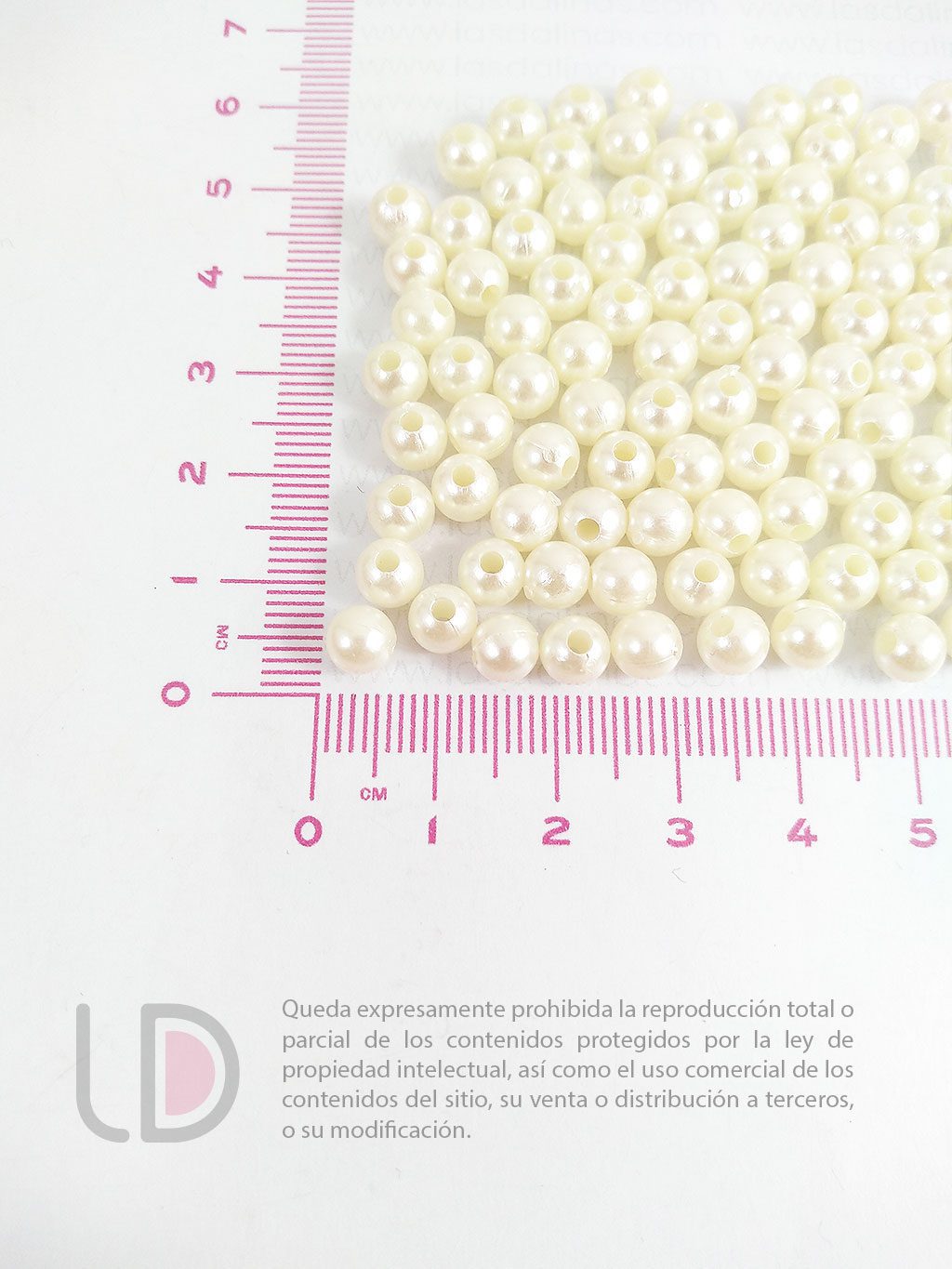 Bolitas Acrílico Blanco Perlado 6mm x 25 gramos G - Las Dalinas Insumos