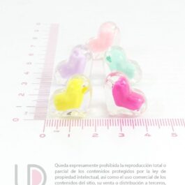 5 Cuentas Corazones Plásticos Traslúcidos con Color Interior C