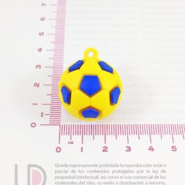 Dije Pelota de Fútbol Azul y Amarilla 3D A