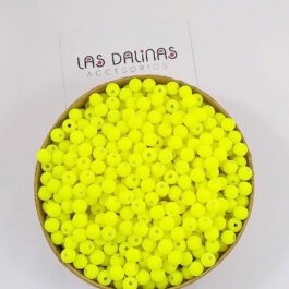 Bolitas Plásticas Engomadas Amarillas Flúo 6mm x 25 gramos P