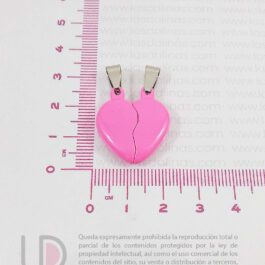 Dije Imantado Corazón Esmalte Rosa Compartir x2 I