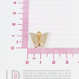 Dije Dorado Acrílico Transparente Glitter Mariposa X